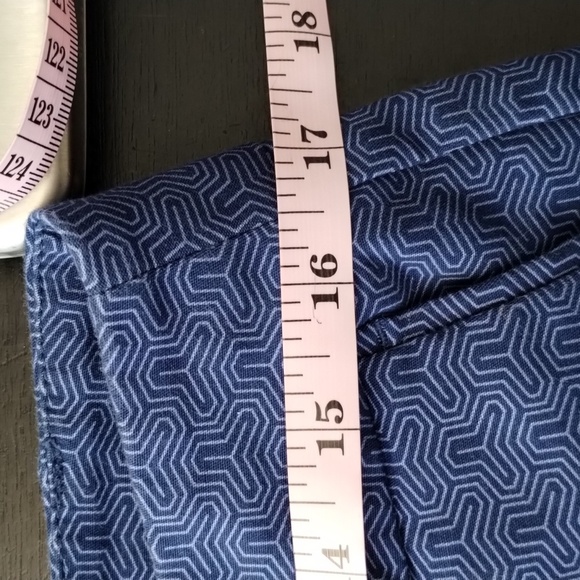 Hilary Radley crop ankle pants blue on blue design size 8 stretch mid rise - Picture 7 of 11